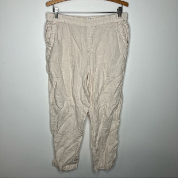 Nicole Miller 100% linen pants cream size large - Picture 1 of 5